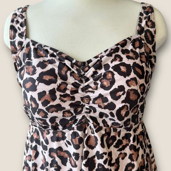 Aqua Eve Leopard Tankini Cami Swimsuit Top Flare Built In Bra Size 22W New Tag - Picture 5 of 15